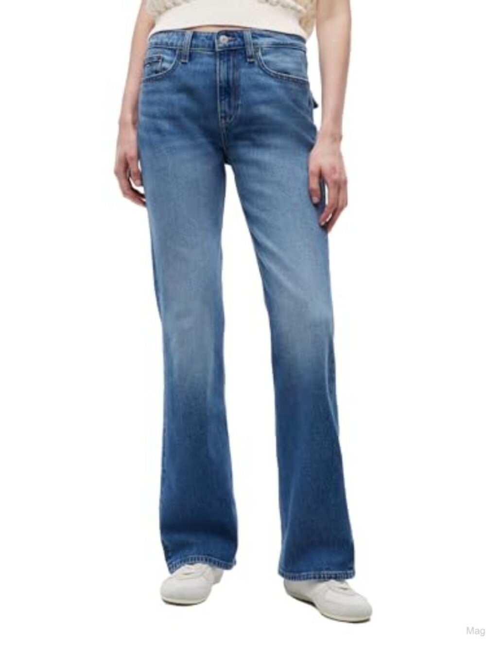 Mid Rise Bootcut Jeans Cotton Stretch Casual Denim Pants Women